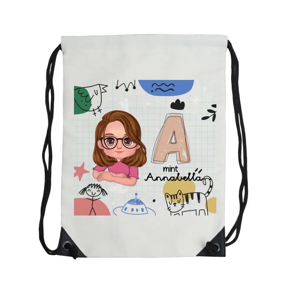 Egyedi ajándék gyerekeknek - személyre szabható kislány és kisfiú gyerek tornazsák névvel