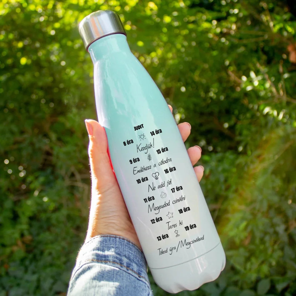 Színátmenetes motivációs kulacs névvel