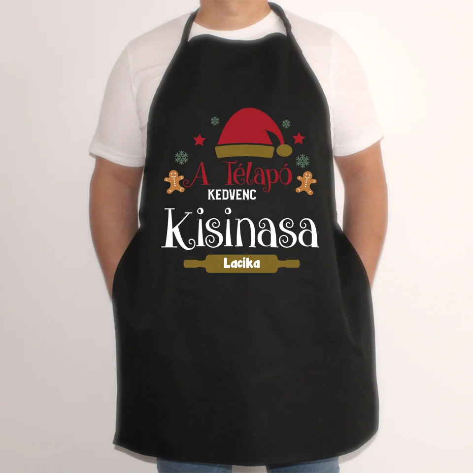 A Télapó kisinasa karácsonyi fekete kötény