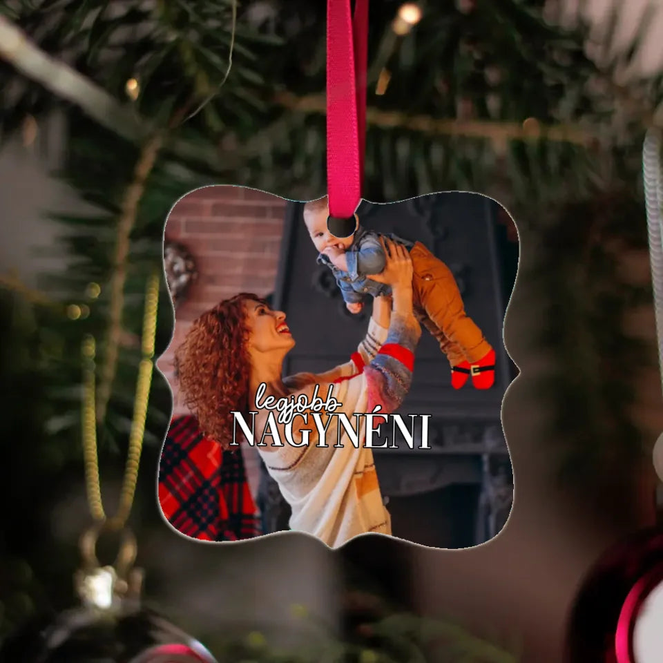 Egyedi fényképes ajándék karácsonyfadísz Nagynéniek