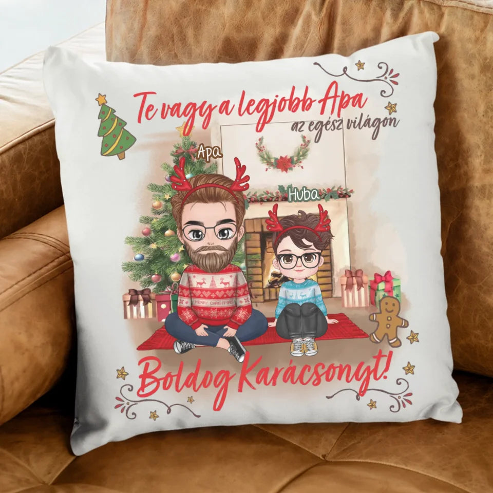 Egyedi karácsonyi ajándék apáknak - cuki karakteres legjobb apa párna