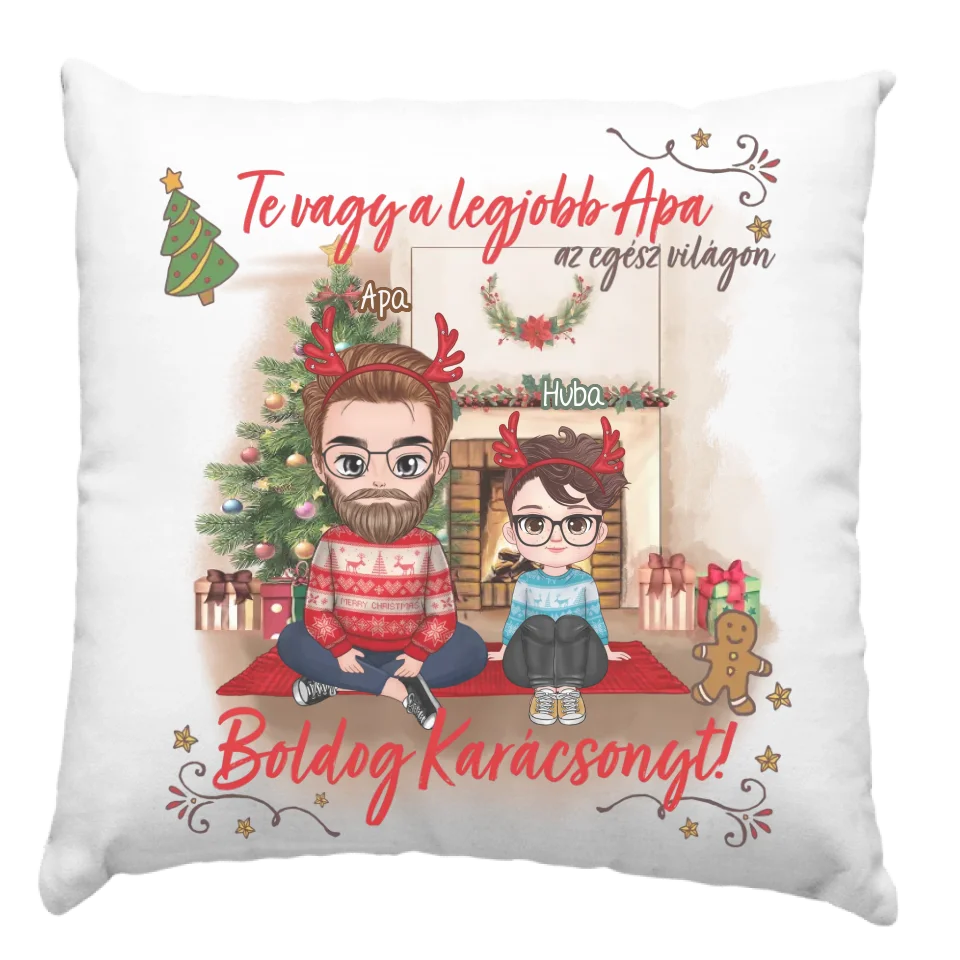 Egyedi karácsonyi ajándék apáknak - cuki karakteres legjobb apa párna