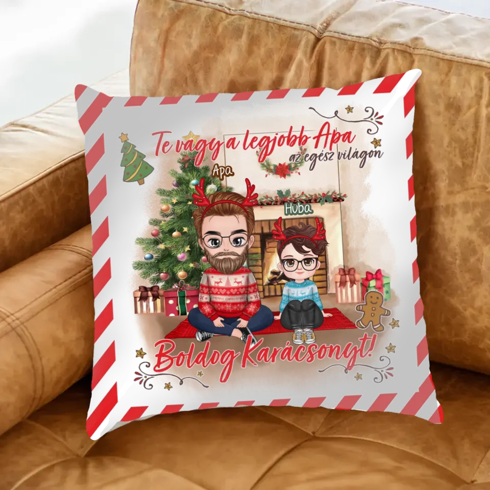 Egyedi karácsonyi ajándék apáknak - cuki karakteres legjobb apa párna