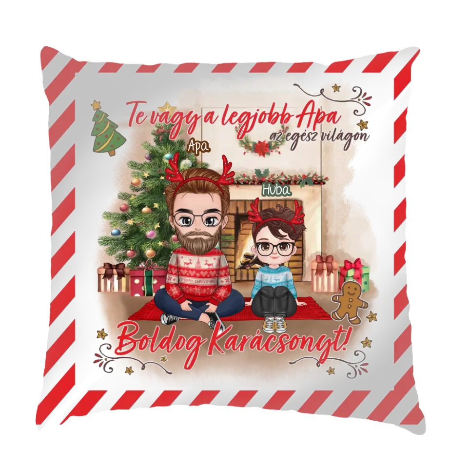 Egyedi karácsonyi ajándék apáknak - cuki karakteres legjobb apa párna