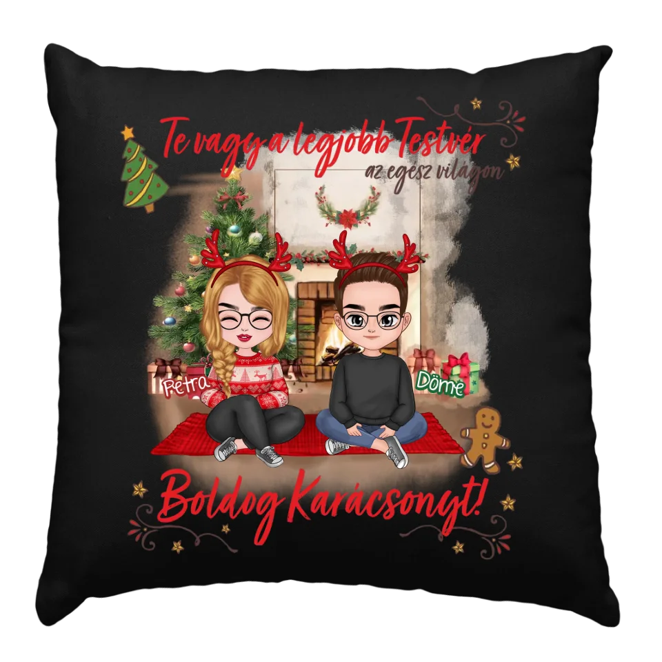 Egyedi karácsonyi ajándék testvéreknek - legjobb testvér párna felnőtt cuki karakterekkel