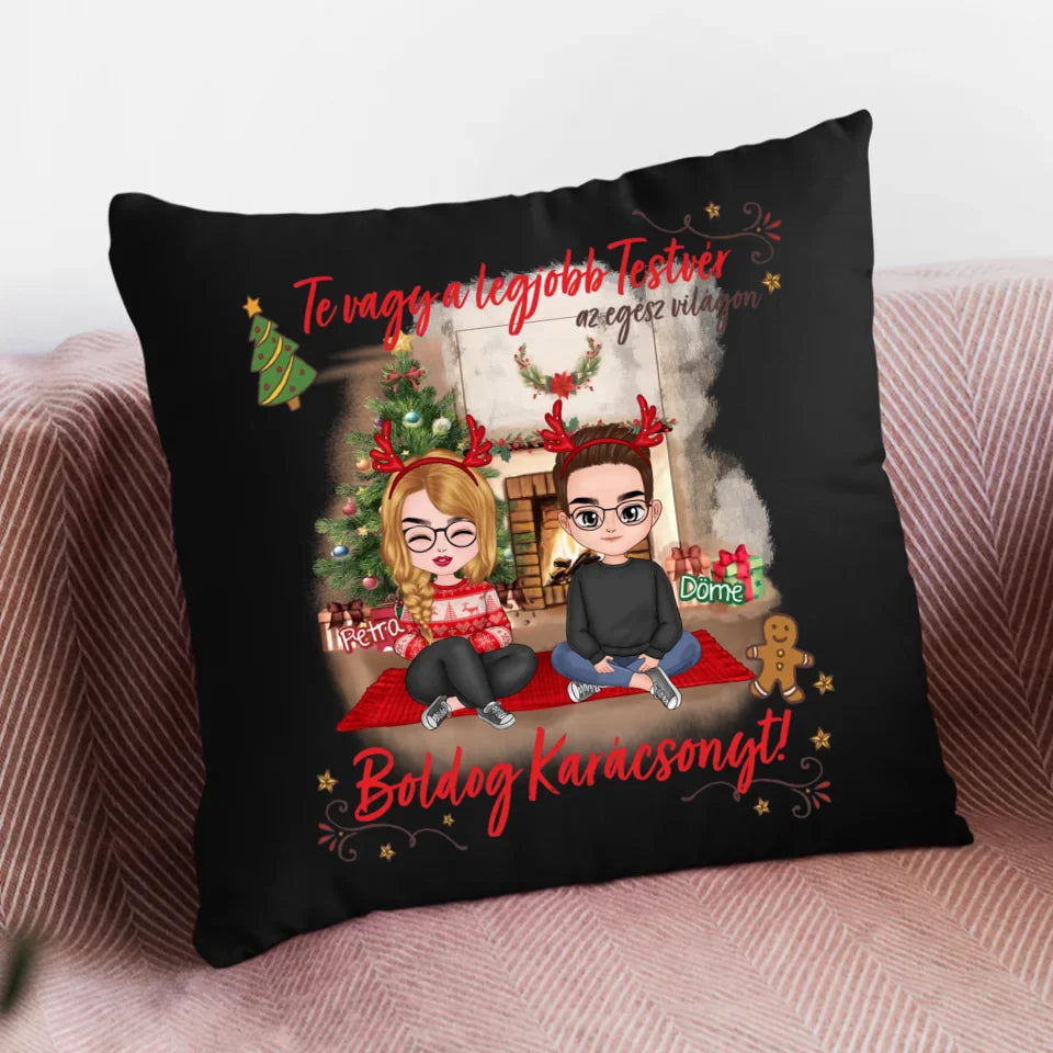 Egyedi karácsonyi ajándék testvéreknek - legjobb testvér párna felnőtt cuki karakterekkel