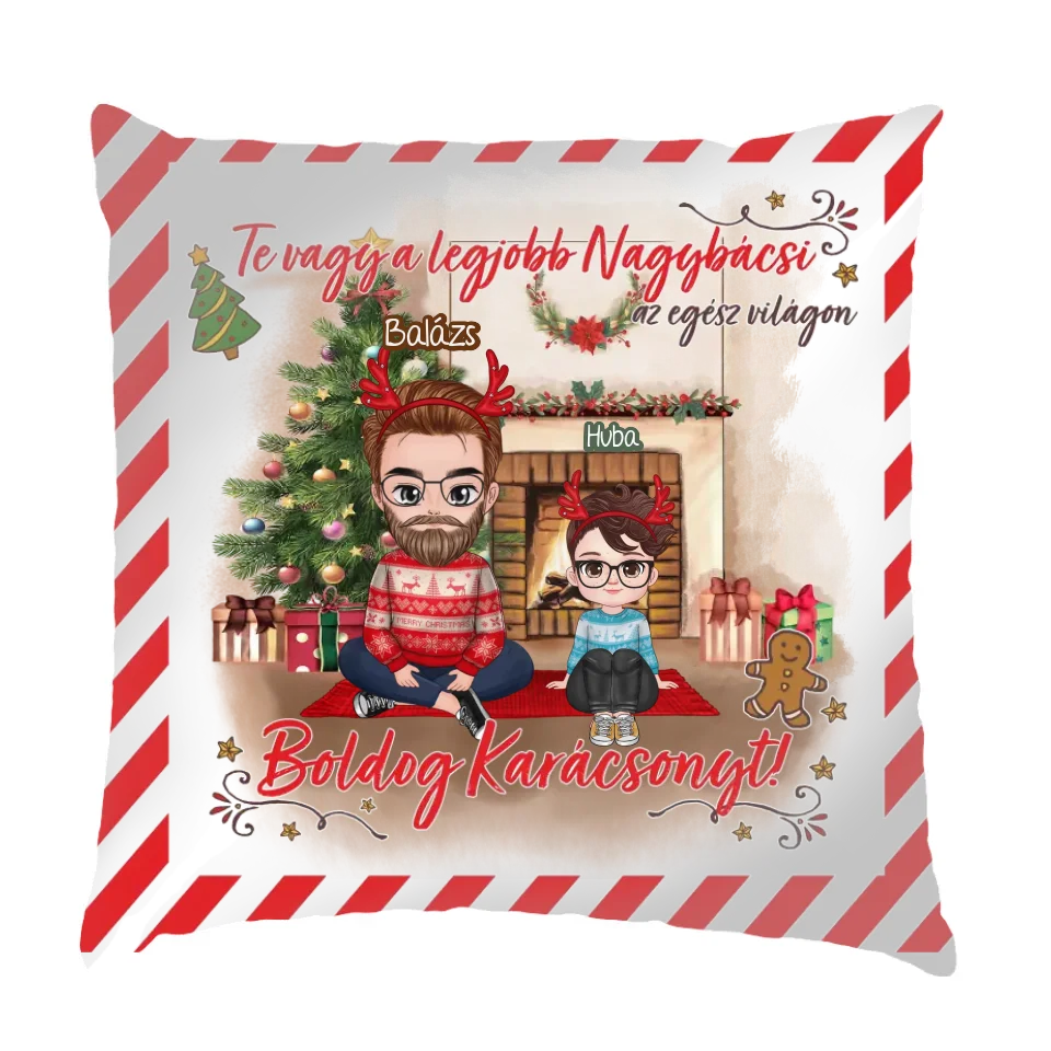 Egyedi karácsonyi ajándék nagybácsiknak - cuki karakteres legjobb nagybácsi párna