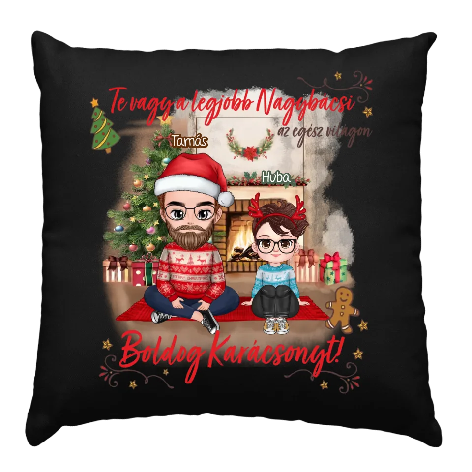 Egyedi karácsonyi ajándék nagybácsiknak - cuki karakteres legjobb nagybácsi párna