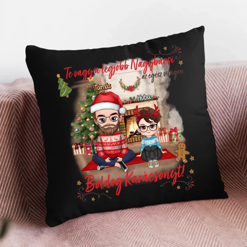 Egyedi karácsonyi ajándék nagybácsiknak - cuki karakteres legjobb nagybácsi párna