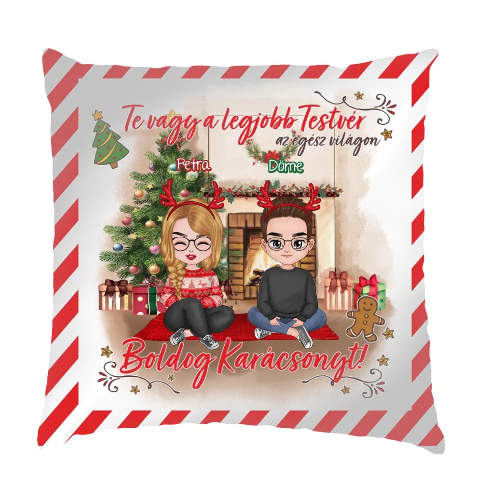 Egyedi karácsonyi ajándék testvéreknek - legjobb testvér párna felnőtt cuki karakterekkel