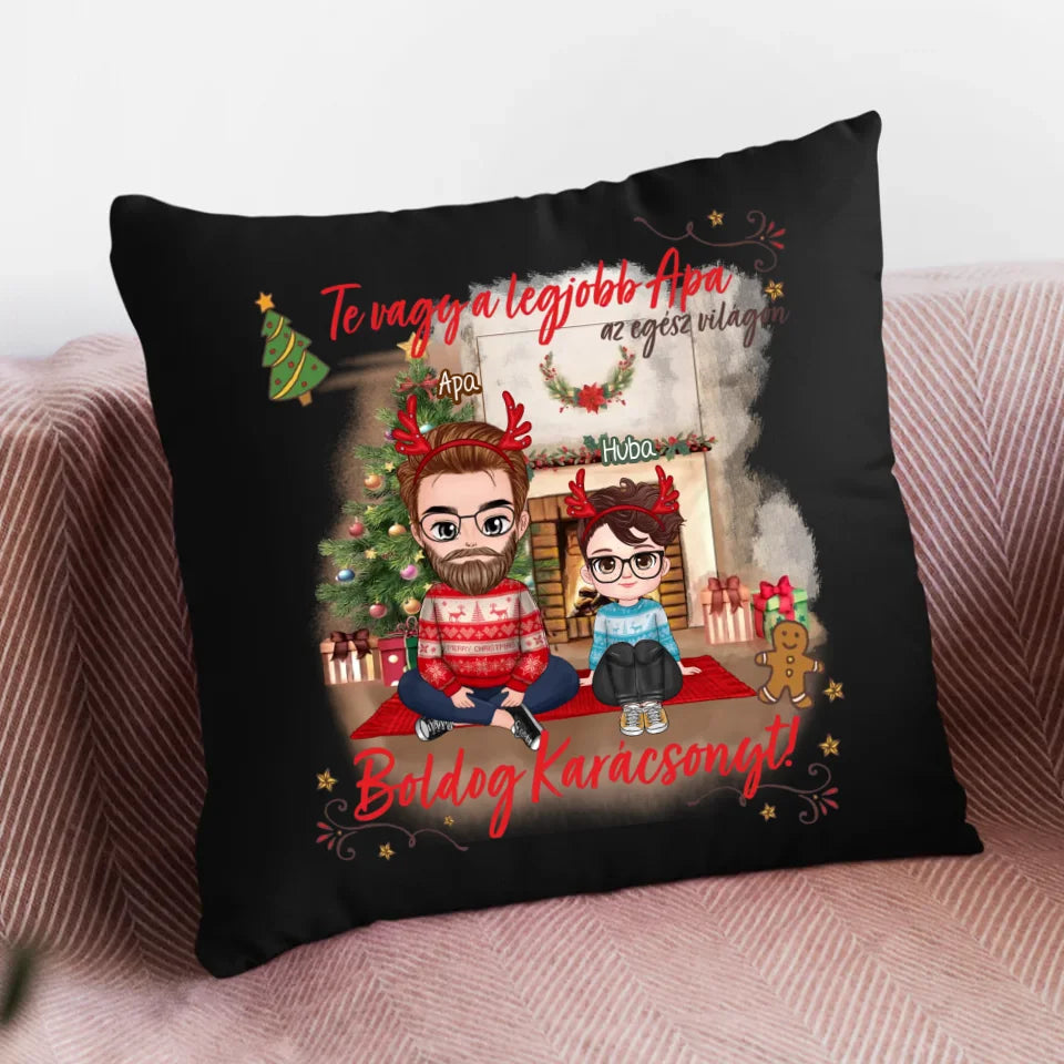 Egyedi karácsonyi ajándék apáknak - cuki karakteres legjobb apa párna