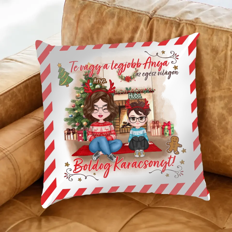 Egyedi karácsonyi ajándék anyának - cuki karakteres legjobb anya párna