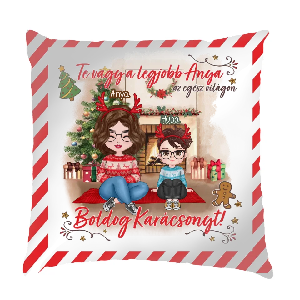 Egyedi karácsonyi ajándék anyának - cuki karakteres legjobb anya párna