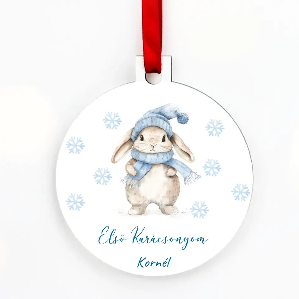 Az első Karácsonyom - Egyedi karácsonyfadísz felirattal és választható figurákkal kisfiúknak