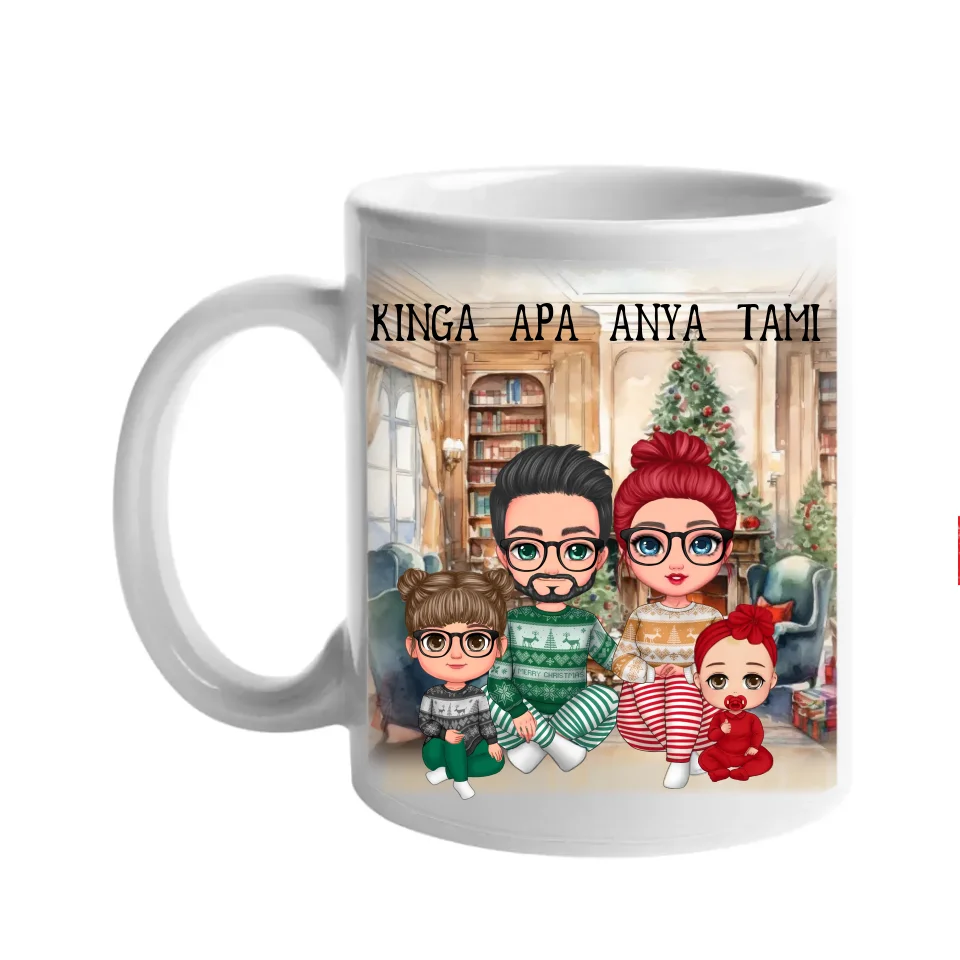 Karácsonyi cuki családos bögre