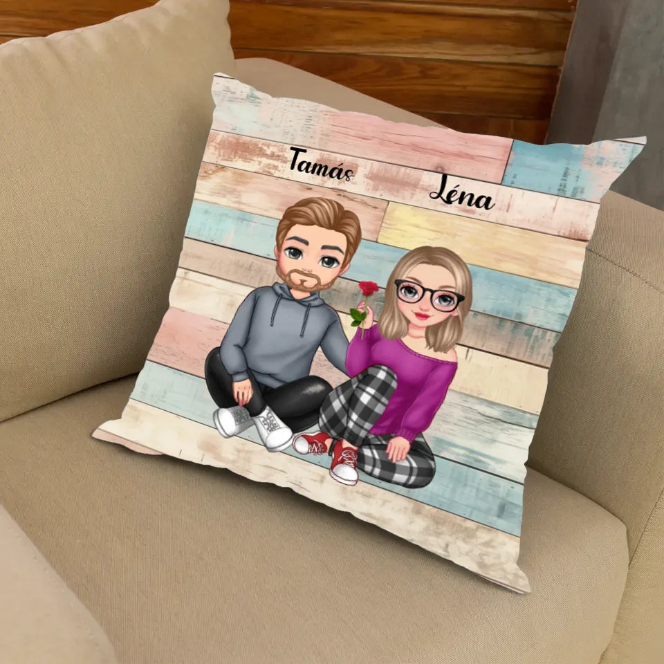 Szerkeszthető cuki páros telinyomatos párna