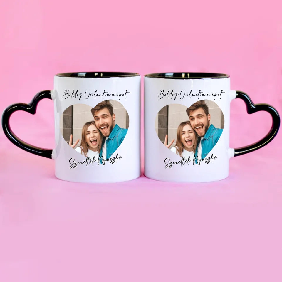 Valentin napi szív alakú két képes bögre