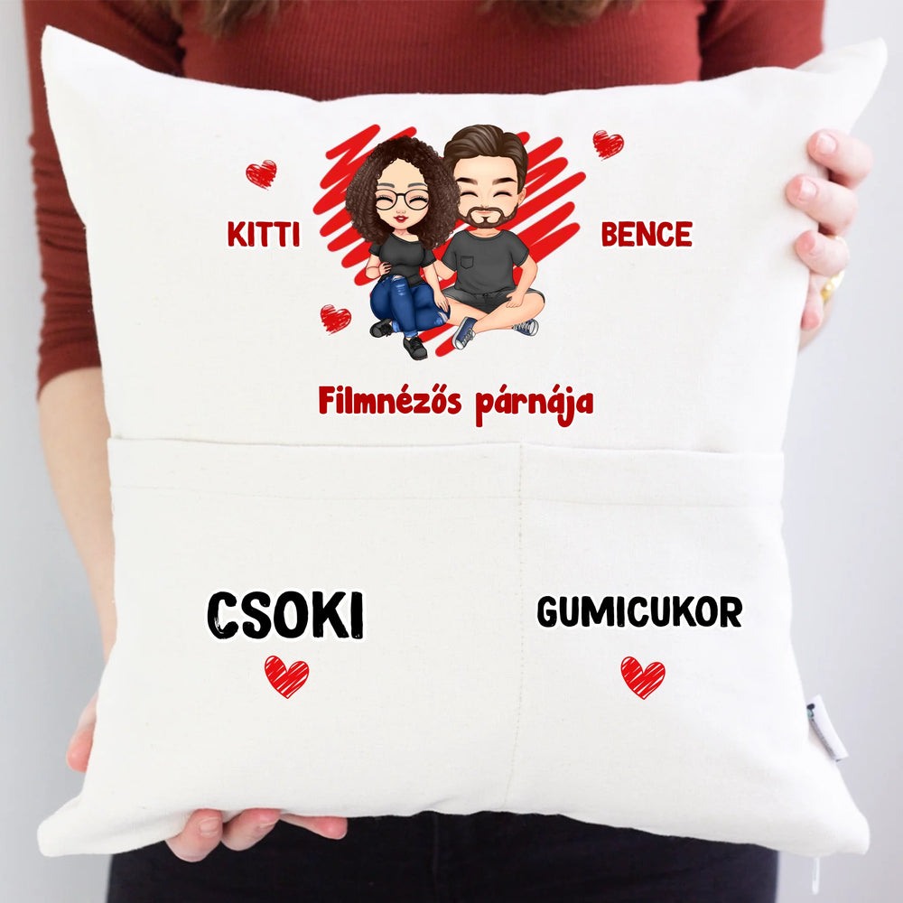 Filmnézős zsebes párna pároknak - Szerkeszthető karakterekkel