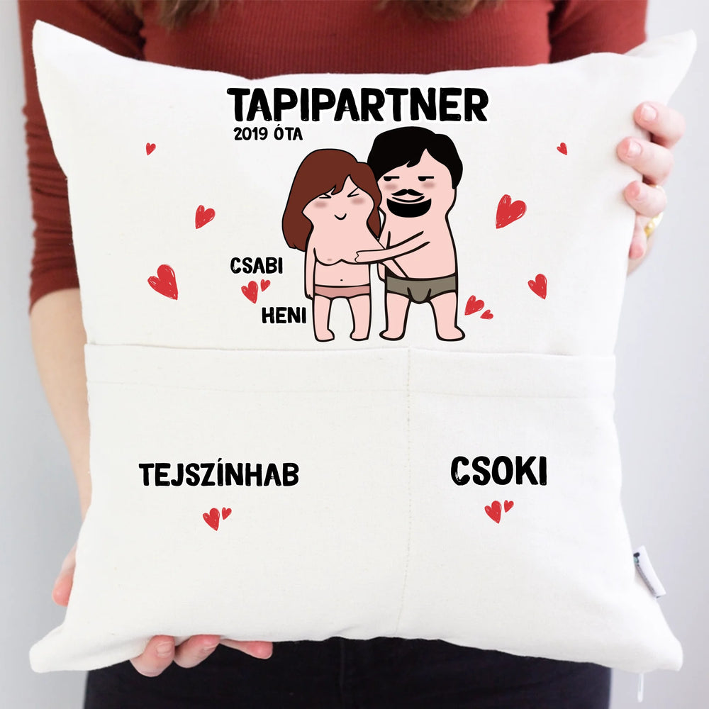 Tapipartner szerkeszthető karakteres Valentin napi zsebes párna
