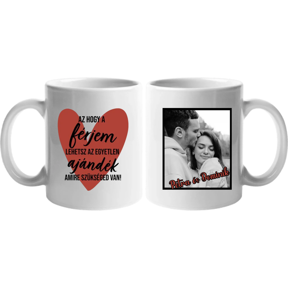 Az hogy a férjem lehetsz egyedi képes vicces bögre pároknak