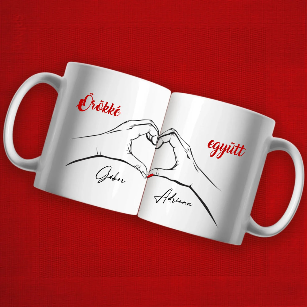 Örökké együtt páros szíves bögre 2db-os szett