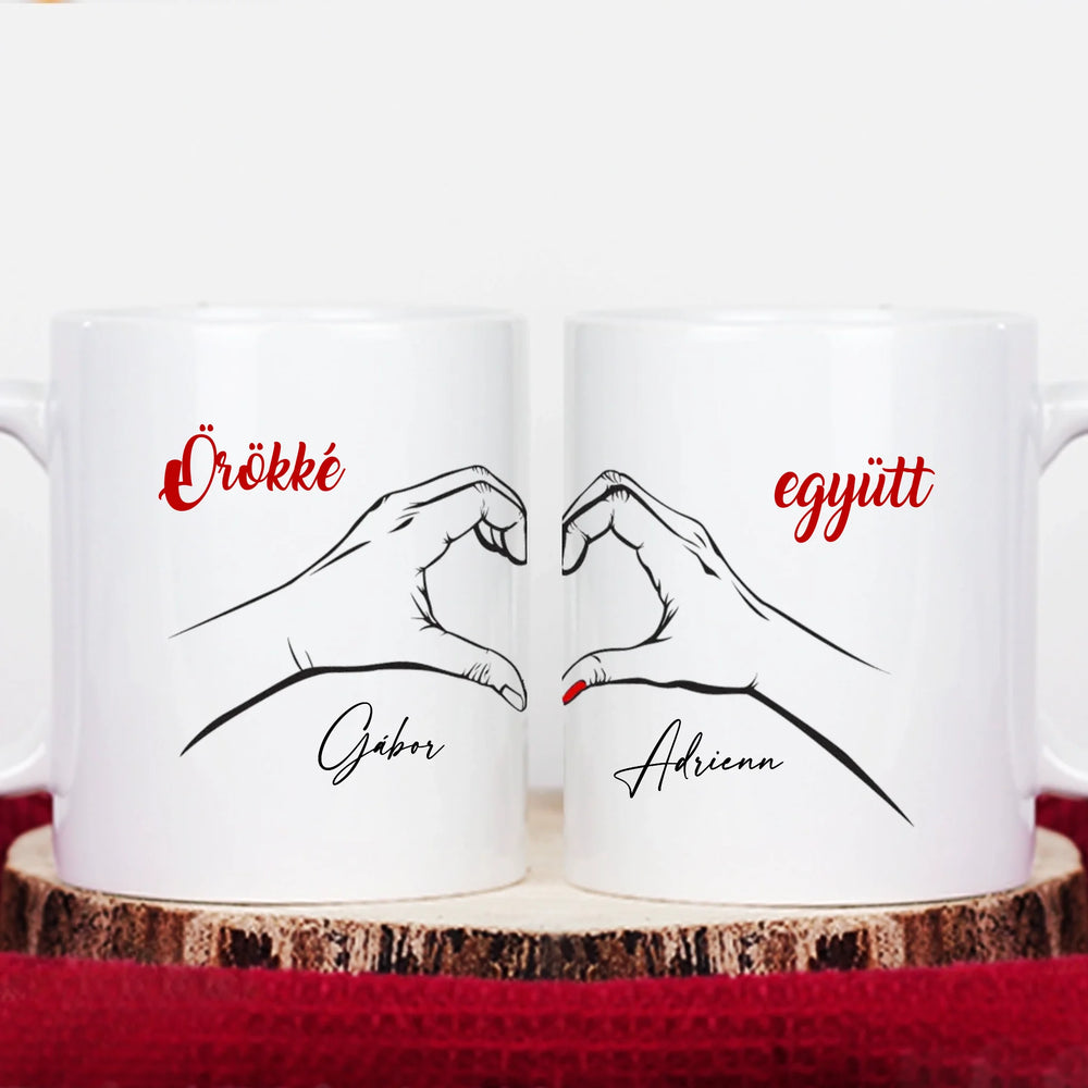 Örökké együtt páros szíves bögre 2db-os szett