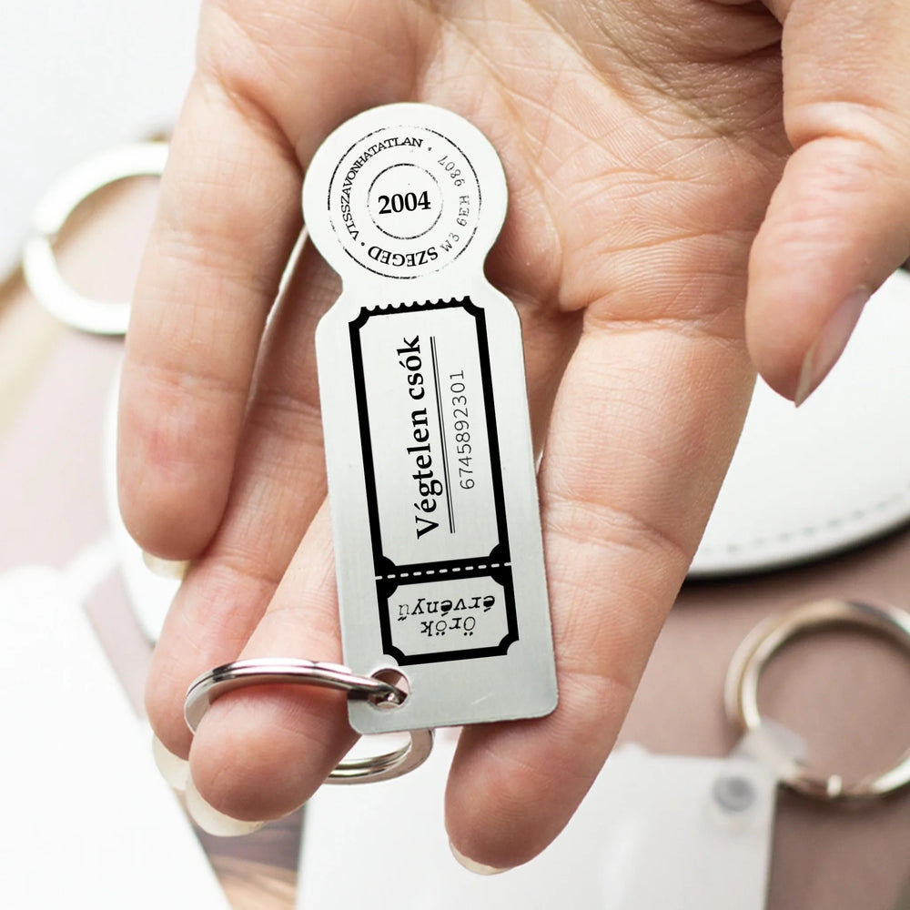 Örök kupon bevásárlókocsi érme kulcstartó