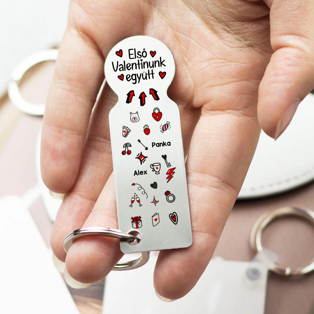 Első Valentinunk együtt bevásárlókocsi érme kulcstartó
