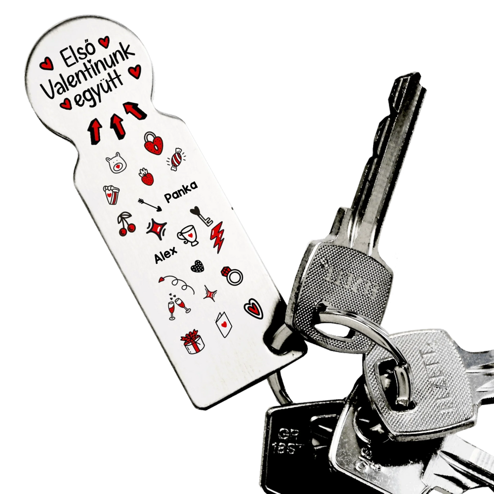 Első Valentinunk együtt bevásárlókocsi érme kulcstartó