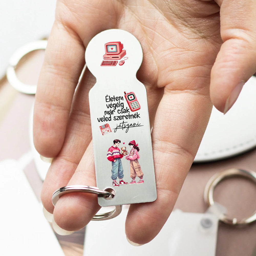 Veled szeretnék játszani bevásárlókocsi érme kulcstartó