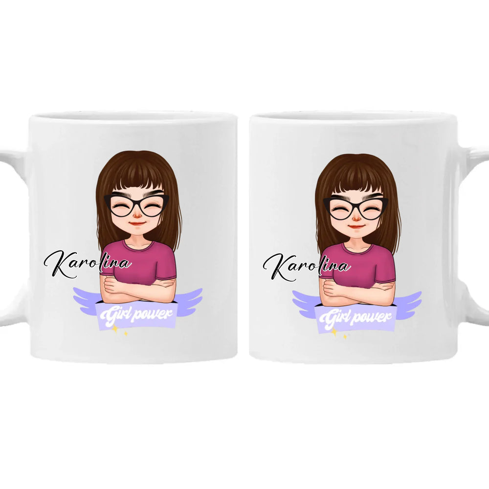 Girl power ajándék bögre szerkeszthető karakterrel Nőknek