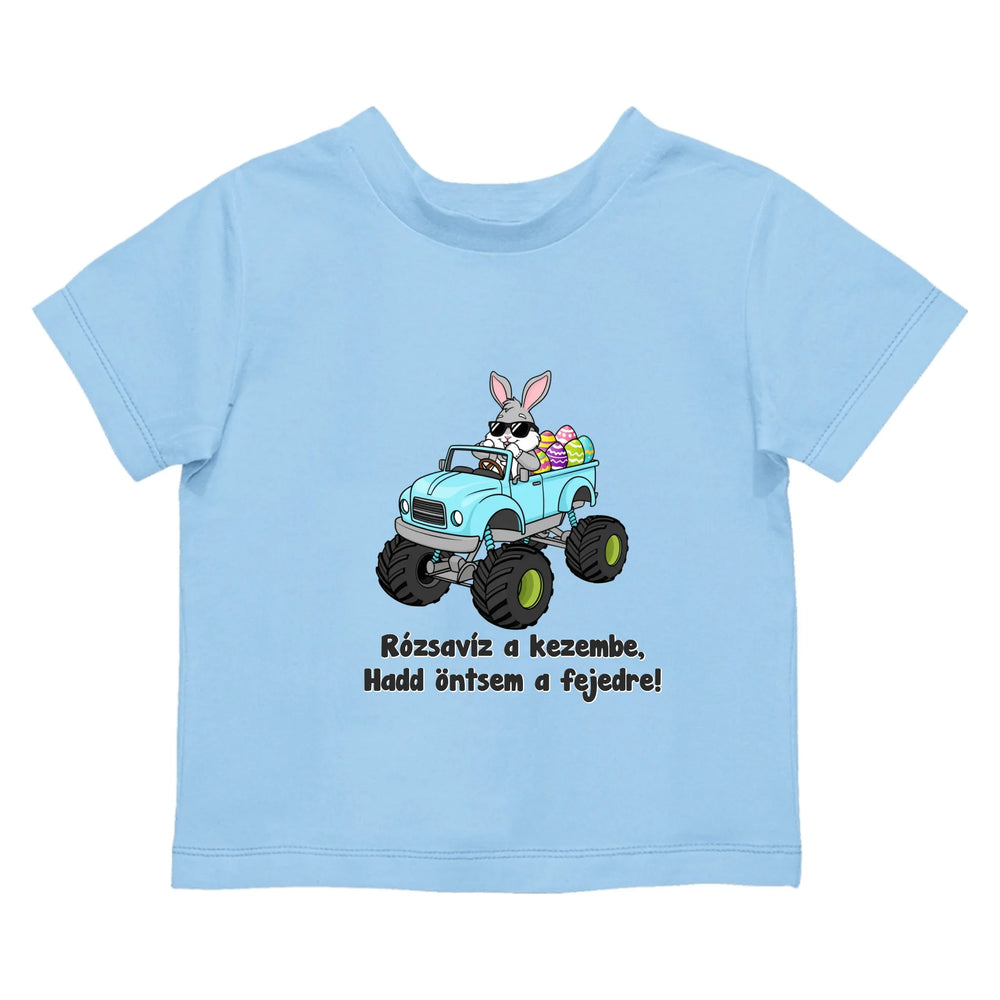 Egyedi ajándék gyerekeknek - húsvéti locsolóvers mintás póló járművekkel fiúknak