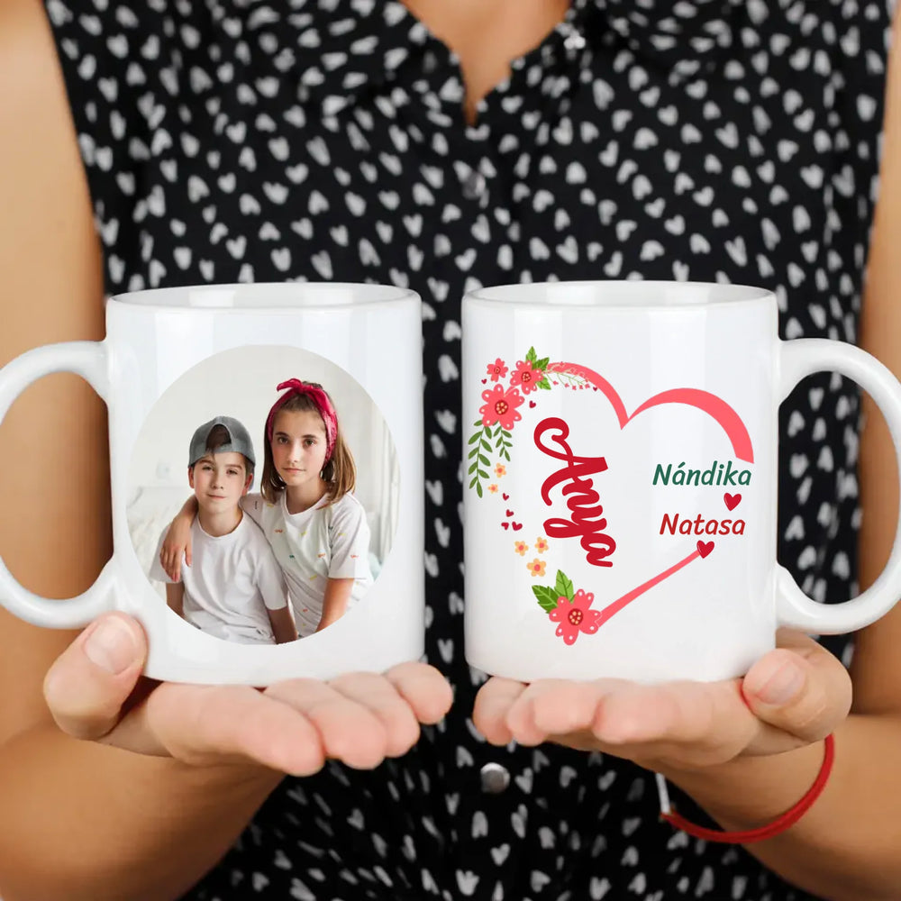 Szives feliratos egyedi képes bögre anyáknak szerkeszthető felirattal