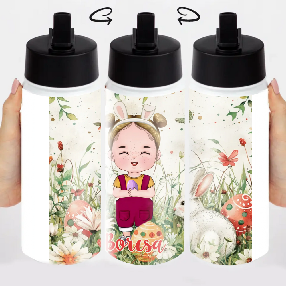 Húsvéti ajándék gyerekeknek - egyedi neves kulacs szerkeszthető karakterrel
