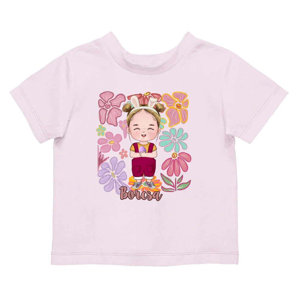 Húsvéti ajándék kislányoknak - egyedi neves póló szerkeszthető karakterrel