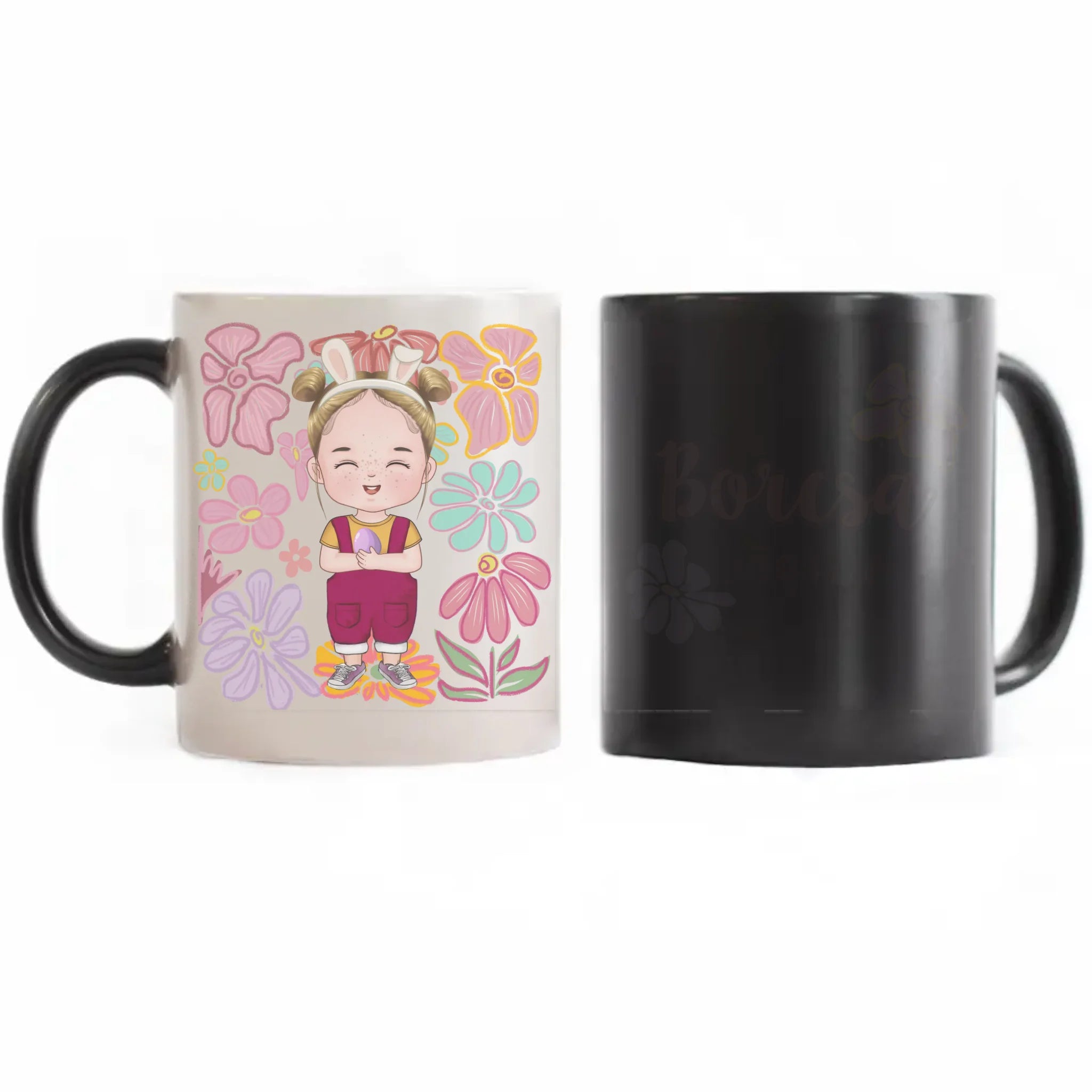 Húsvéti ajándék kislányoknak - egyedi neves bögre szerkeszthető karakterrel