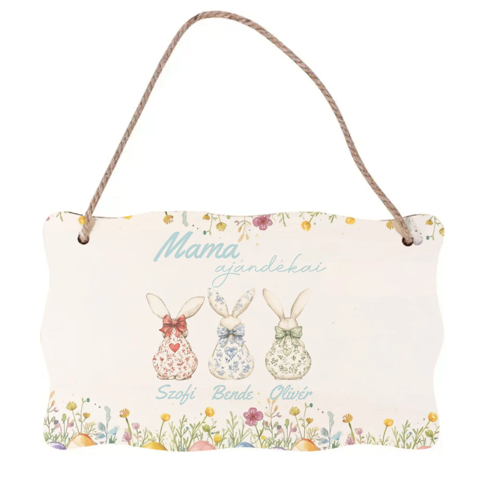A mama ajándékai - Egyedi húsvéti ajándék dísztábla nagymamáknak nyuszis mintával