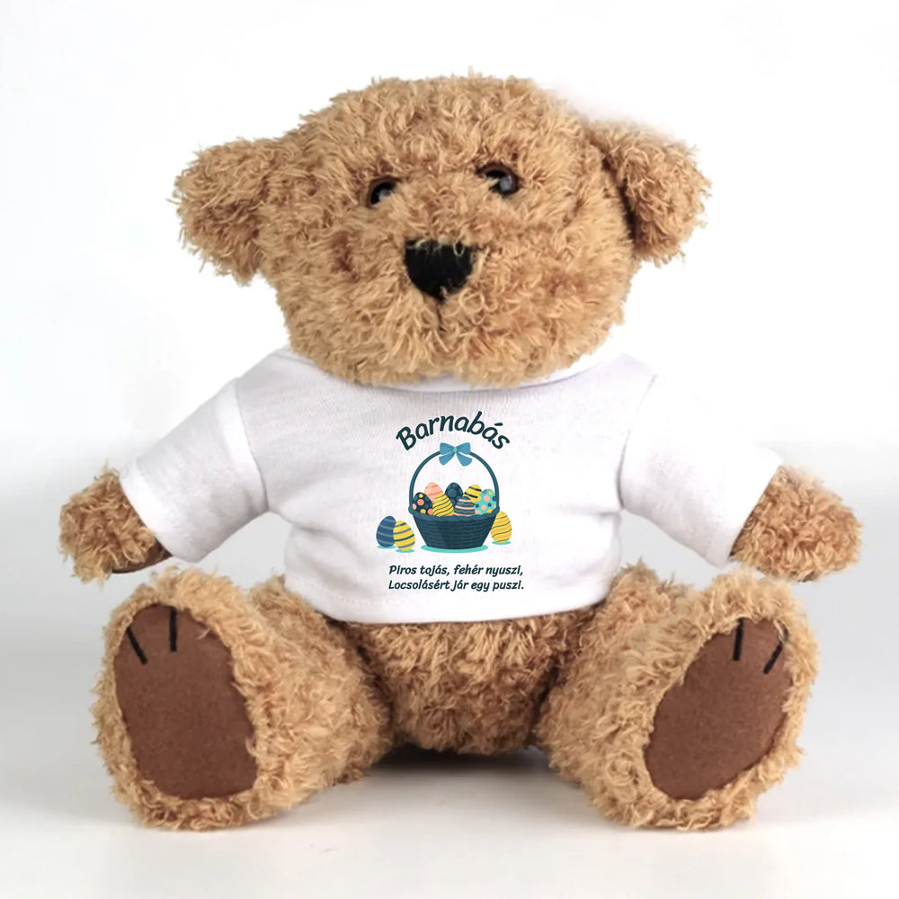 Húsvéti ajándék fiúknak - egyedi plüssmaci locsolóverssel