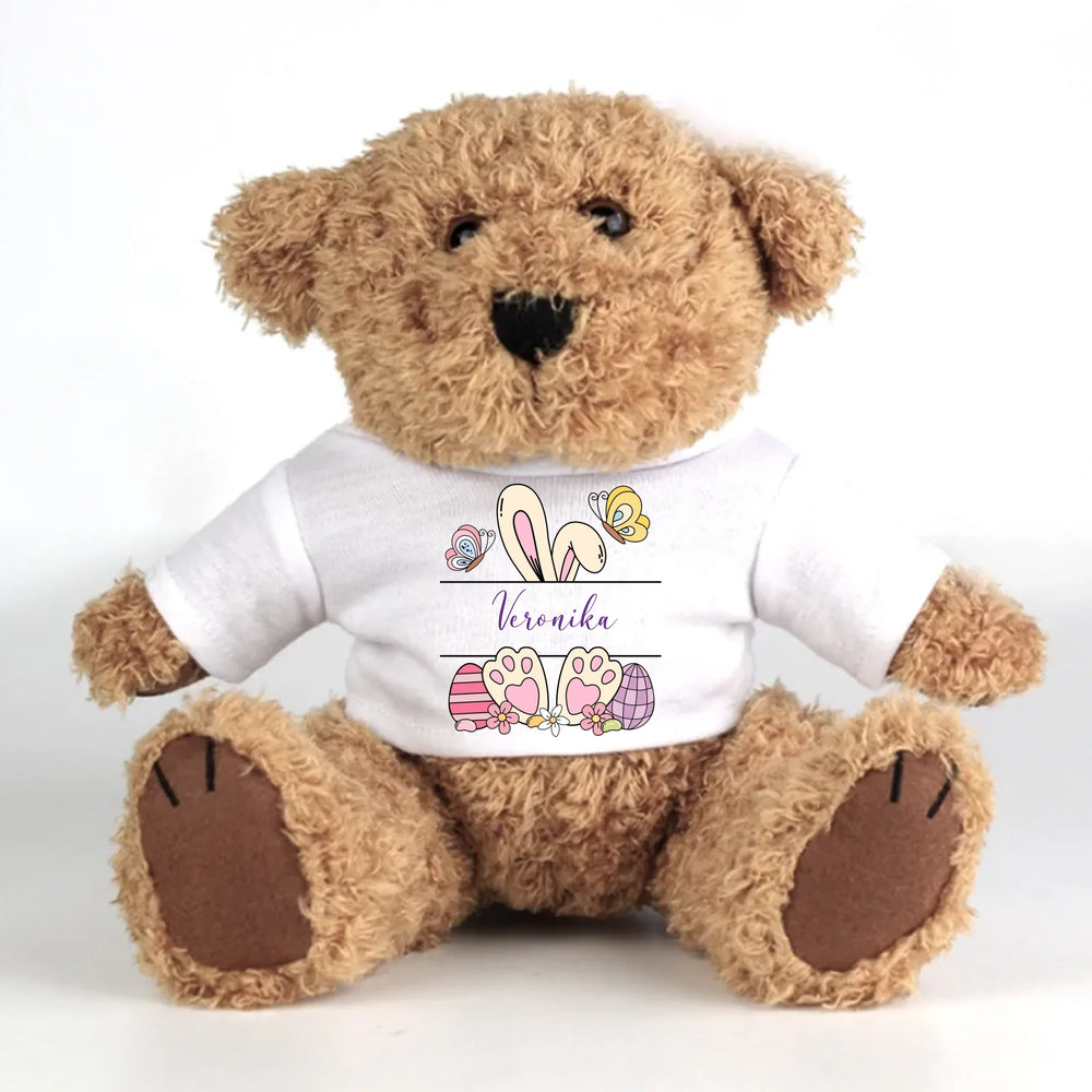 Húsvéti Plüssmaci lányoknak egyedi névvel választható nyuszifül mintával
