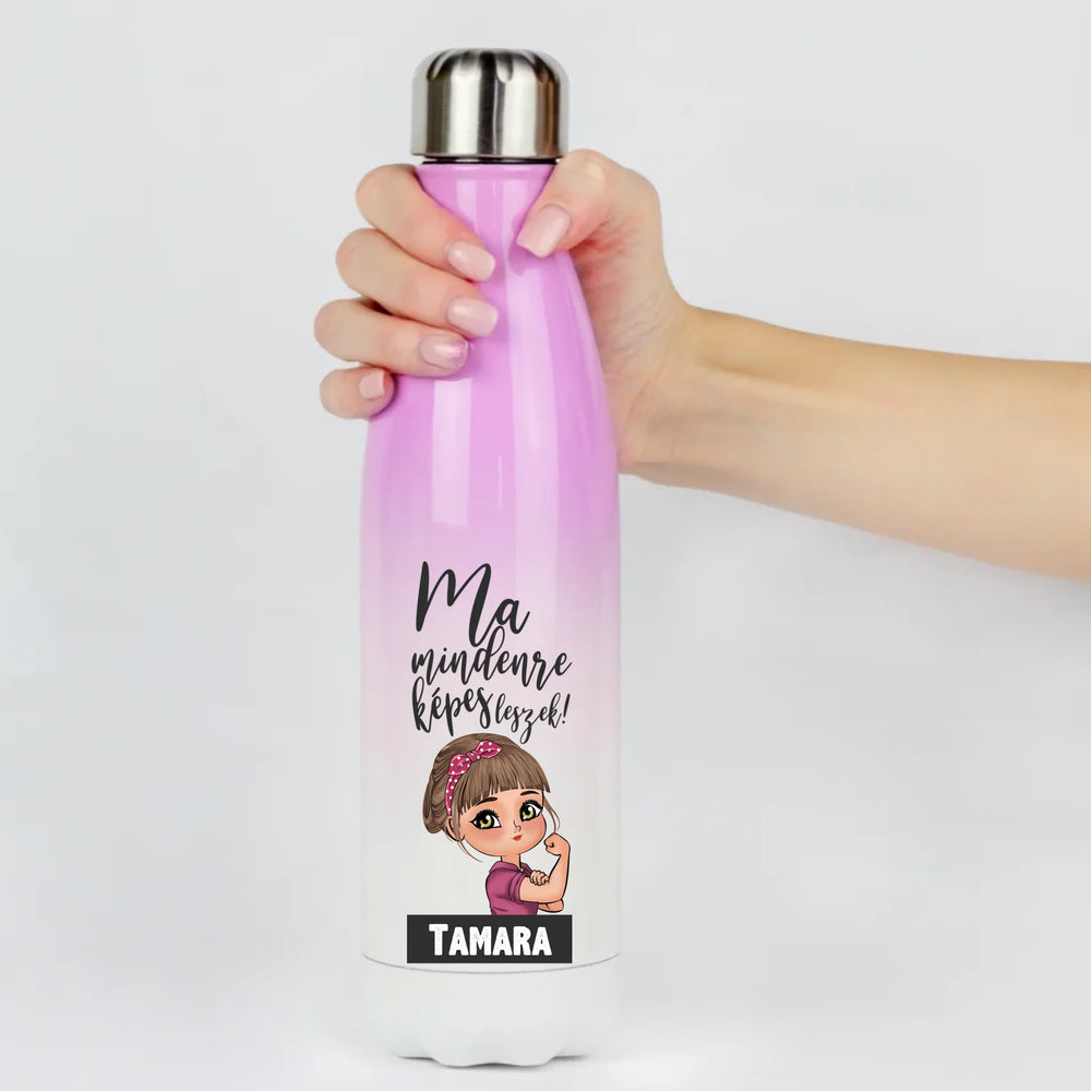 Mindenre képes leszek színátmenetes motivációs kulacs választható karakterrel