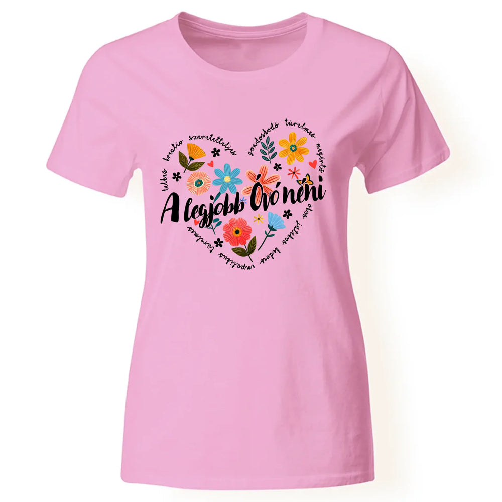 A legjobb Óvó néni női póló egyedi felirattal