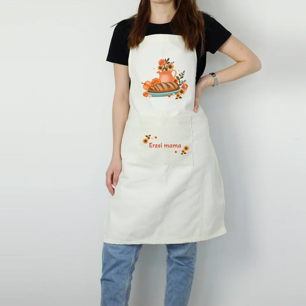 Mintás kötény egyedi felirattal