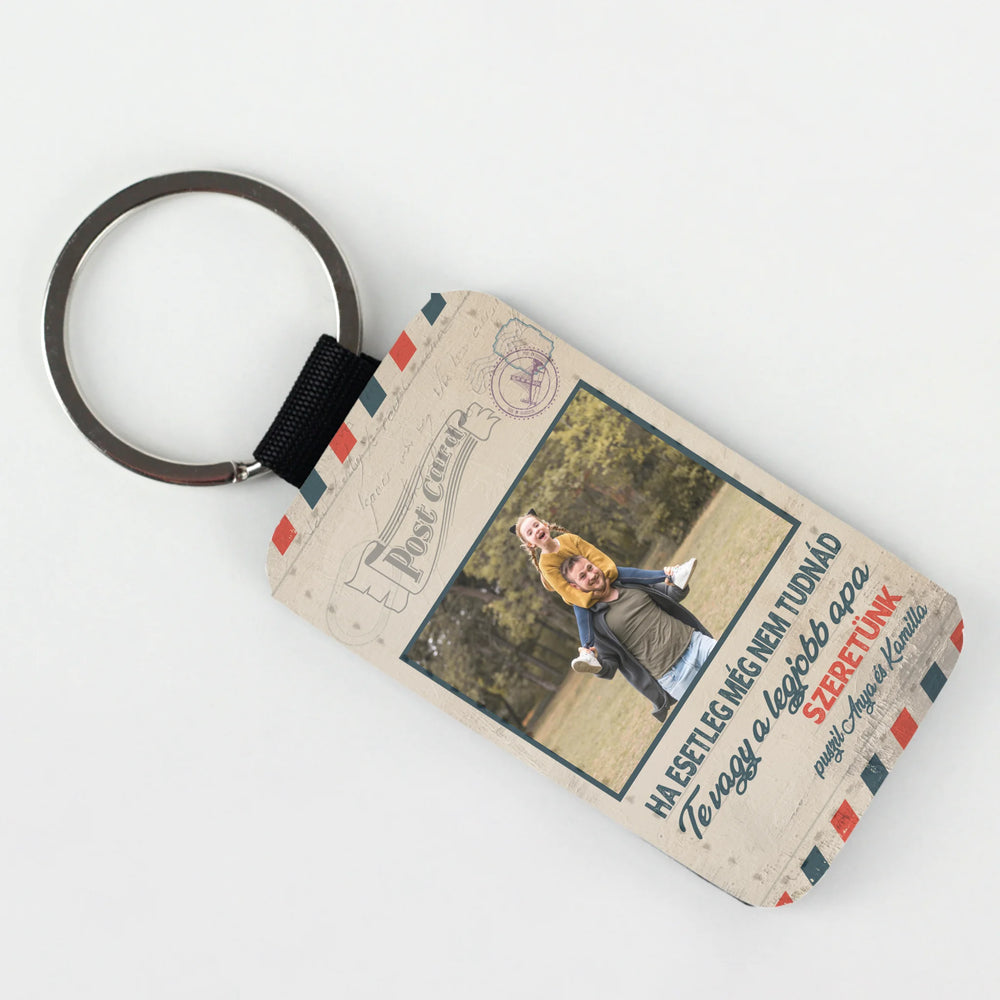 Egyedi apák napi ajándék apáknak - Te vagy a legjobb apa fényképes kulcstartó