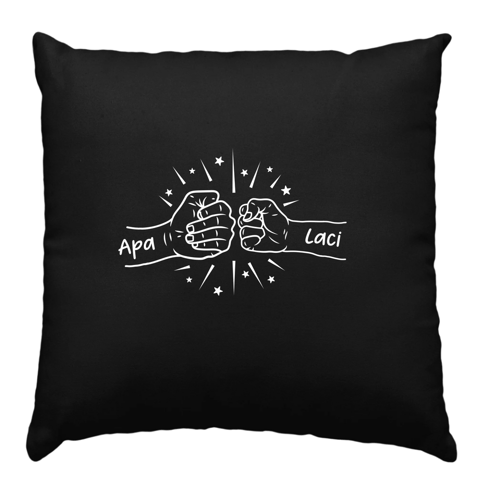 Egyedi neves ajándék fekete párna apáknak kezes mintával