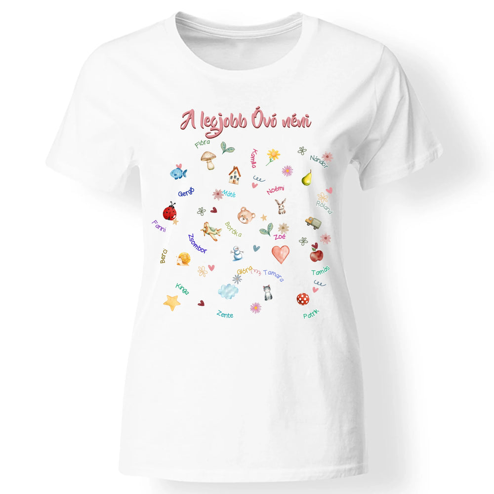 A legjobb Óvó néni női póló egyedi felirattal