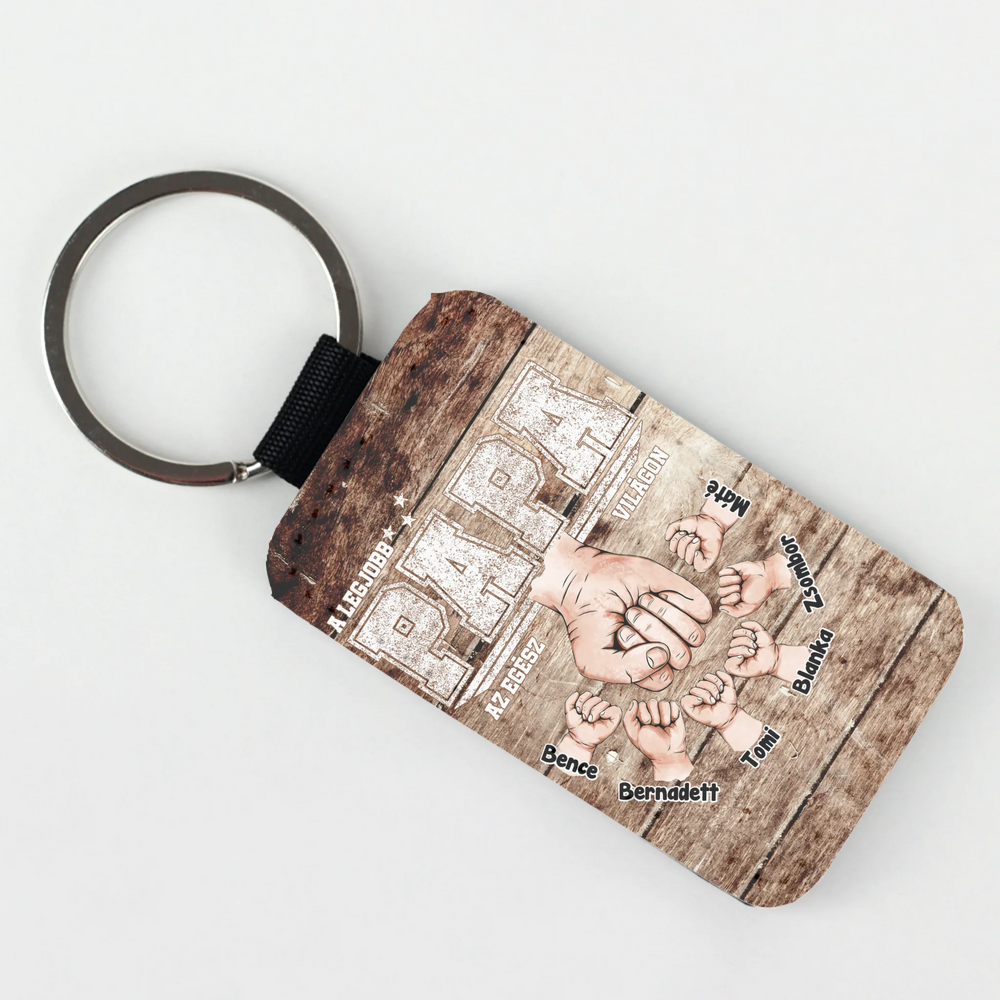 Ajándék Papáknak - Személyre szabható A legjobb Papa bőr kulcstartó