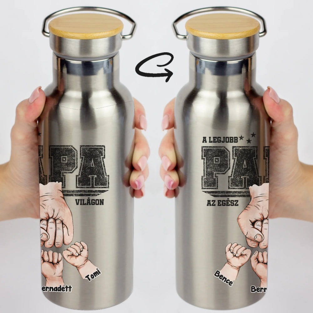 Ajándék Papáknak - Személyre szabható A legjobb Papa ezüst kulacs