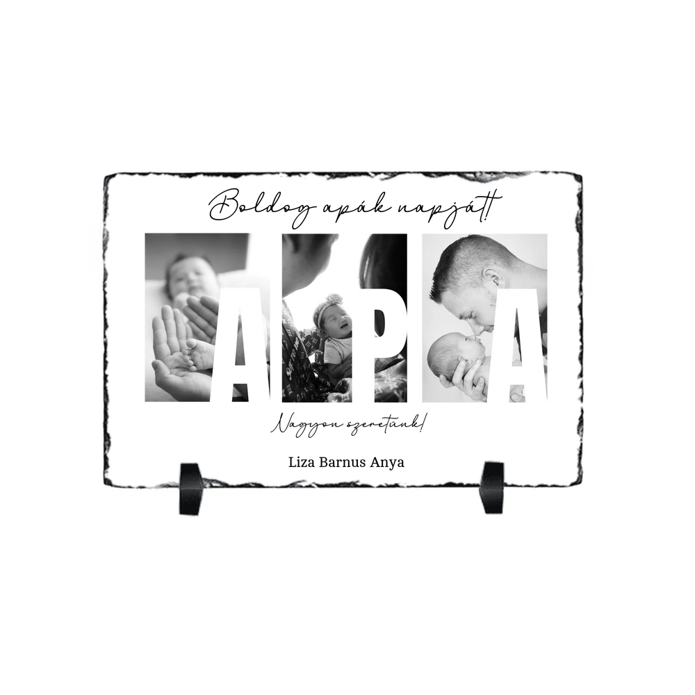 Ajándék Apáknak - Egyedi képes Apa szeretünk gránitlap