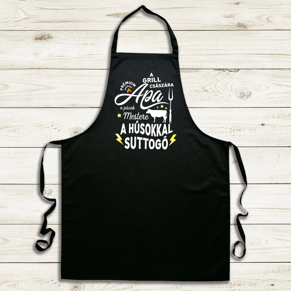 Apa a grill császára fekete kötény