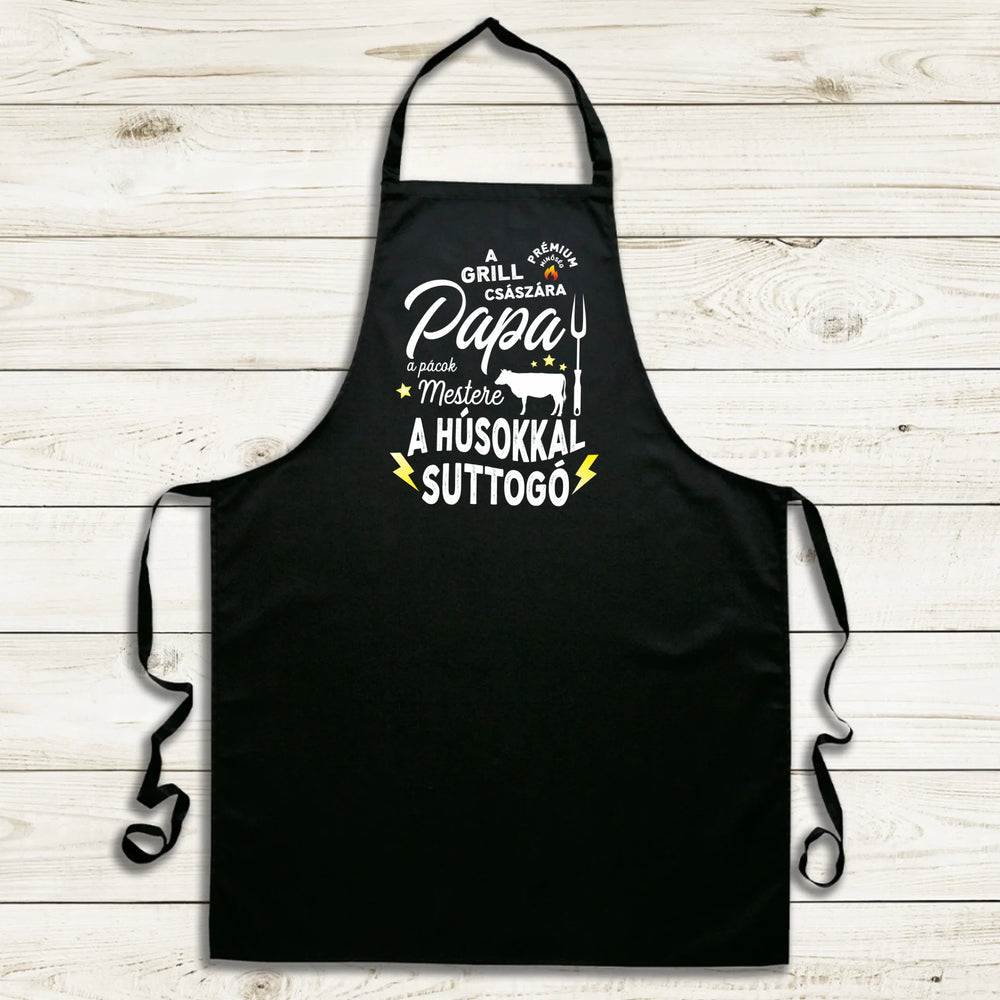Papa a grill császára fekete kötény